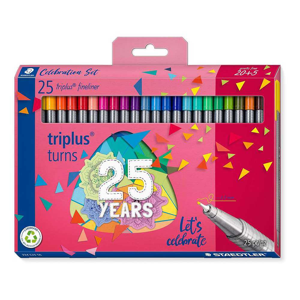 Staedtler Triplus Fineliner Pen Set, Anniversary Edition – Pack of 20+5