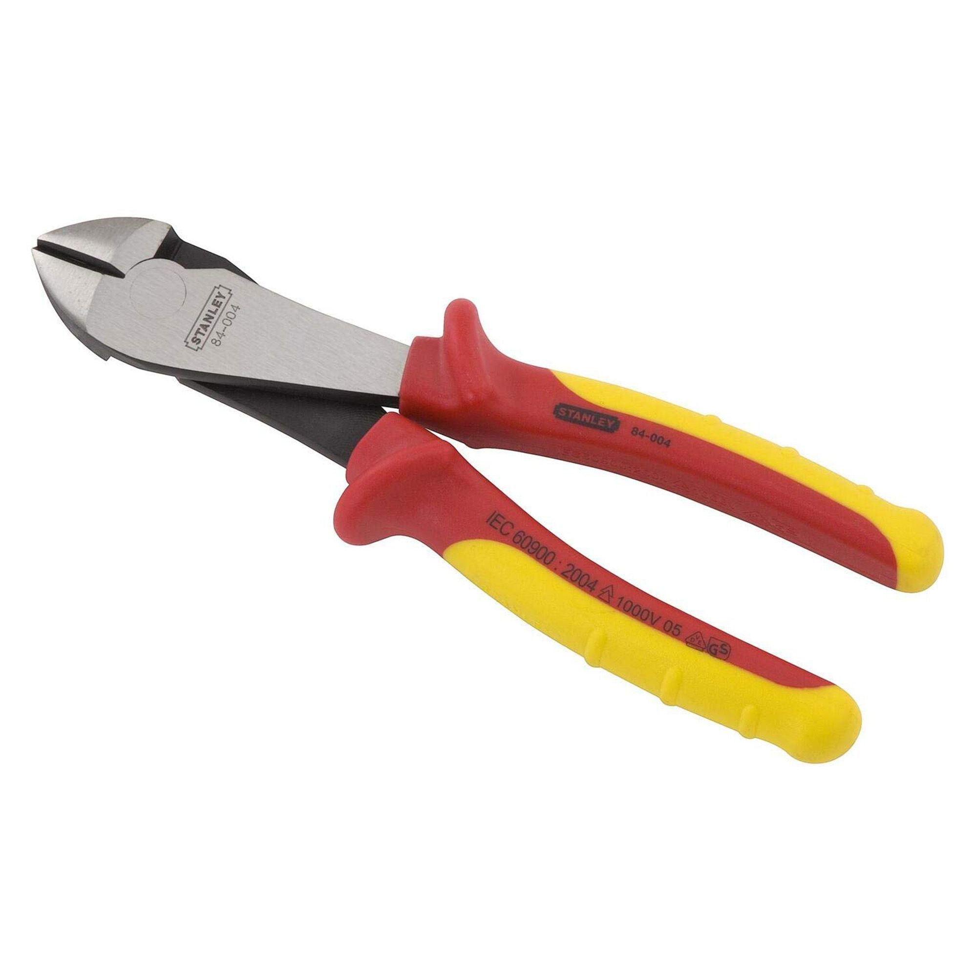 Stanley 195mm (7.7-inch) VDE Diagonal Cutting Pliers – Insulated for Electrical Safety – 84-004