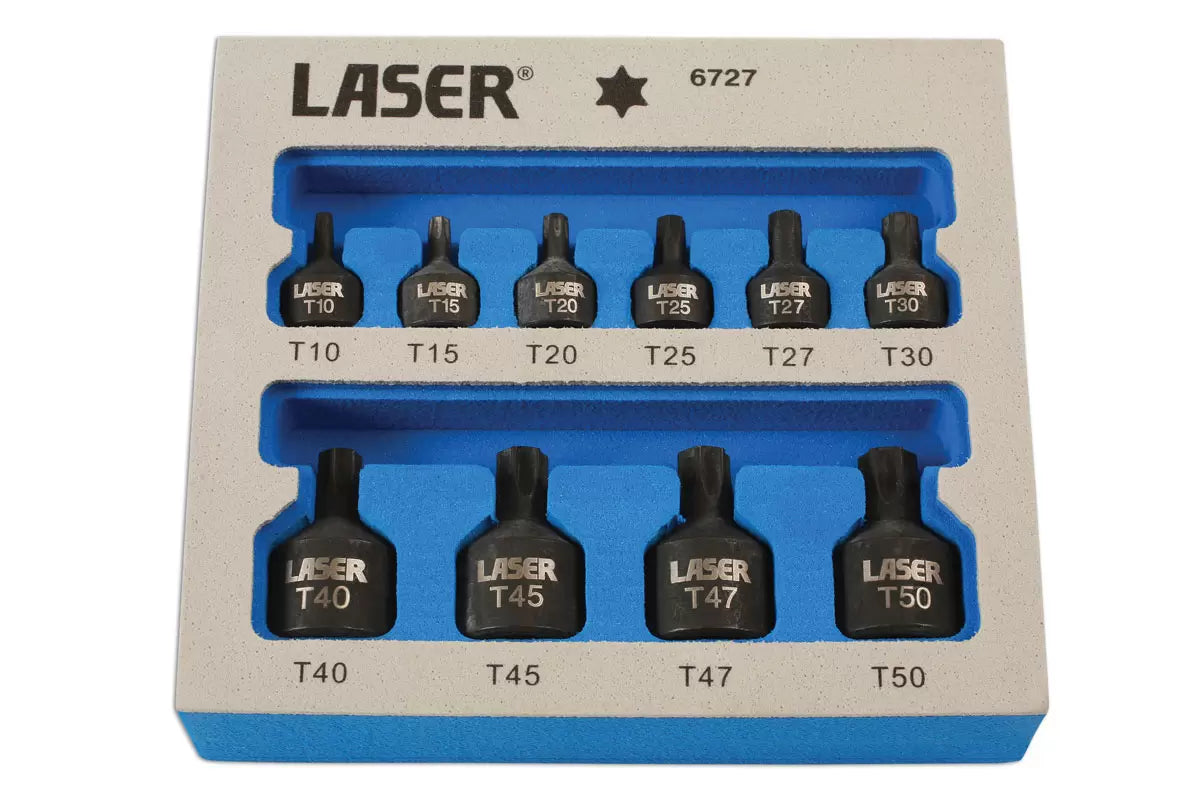Laser - 6727 - Low Profile Impact Star Socket Bit Set 1/4"D, 3/8"D 10pc