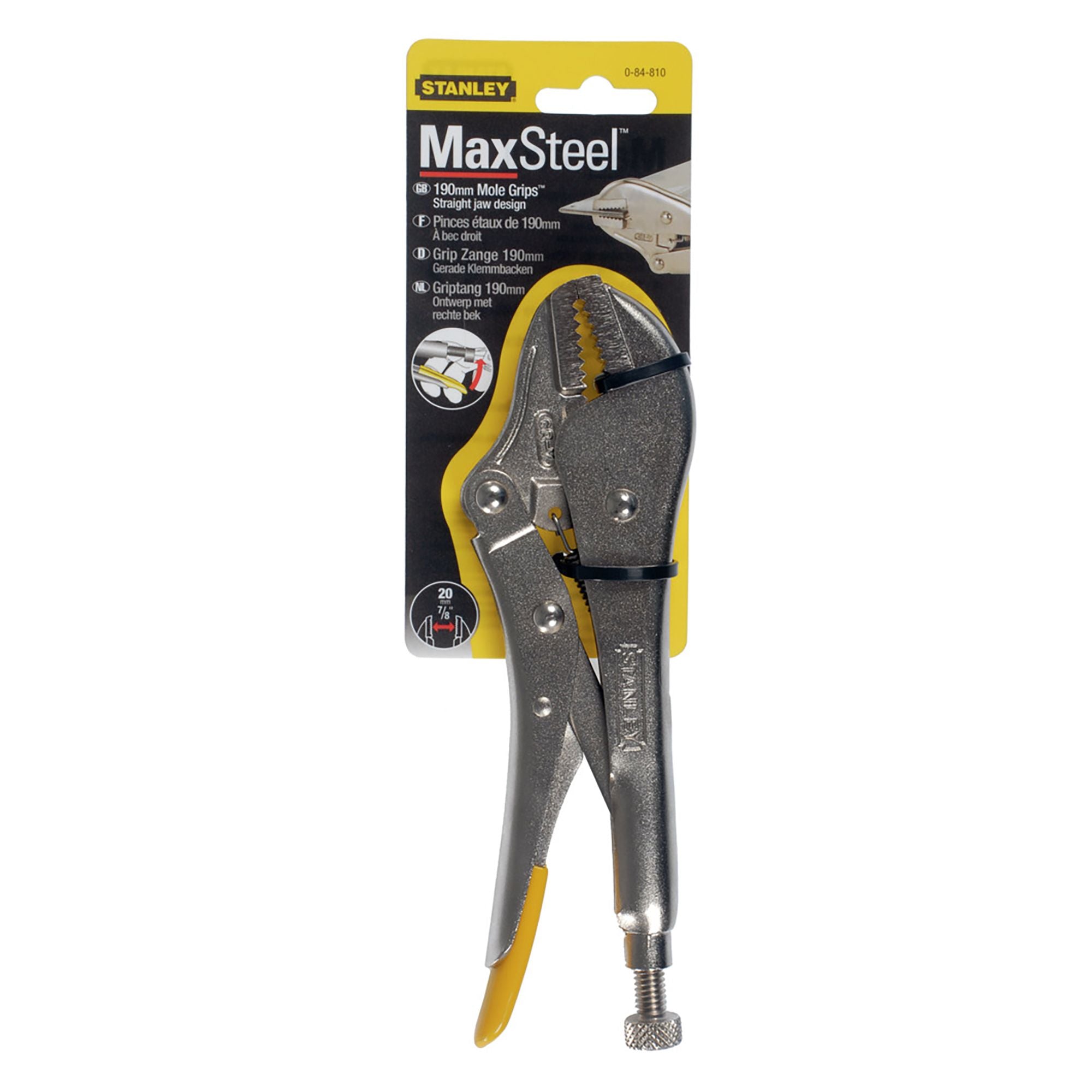 Stanley 190mm (7.5-inch) Straight Jaw Locking Pliers – Vise Grip Clamp – 84-810