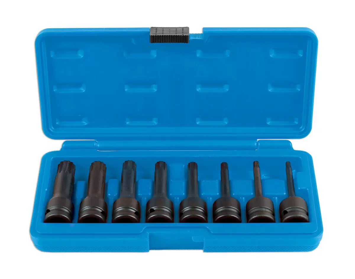 Laser - 6749 - Long Impact Tamperproof Spline Socket Bit Set 1/2"D 8pc