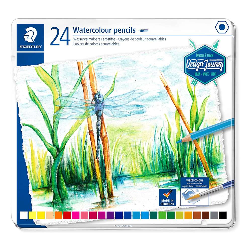 Staedtler Design Journey Aquarell Watercolour Pencils, Metal Tin – Set of 24