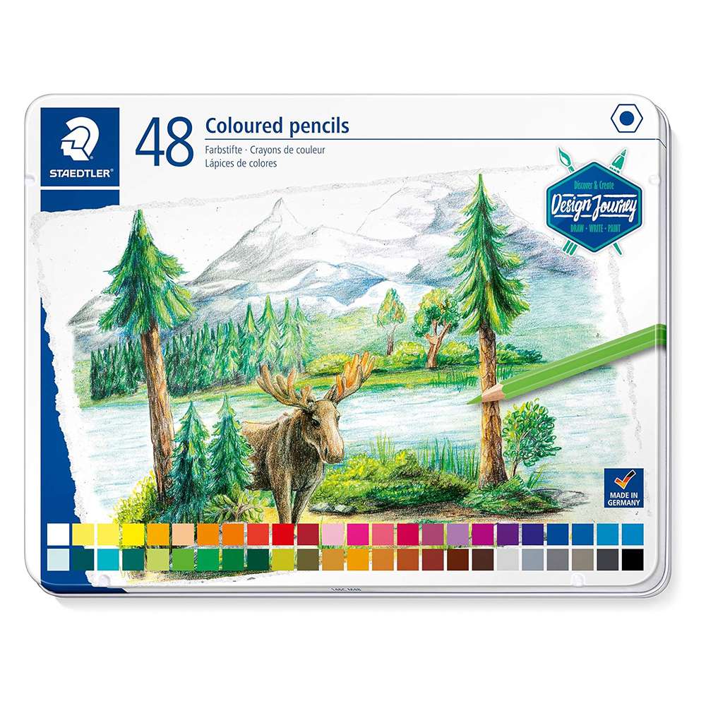 Staedtler Design Journey Colouring Pencils, Metal Box – Set of 48 Colours