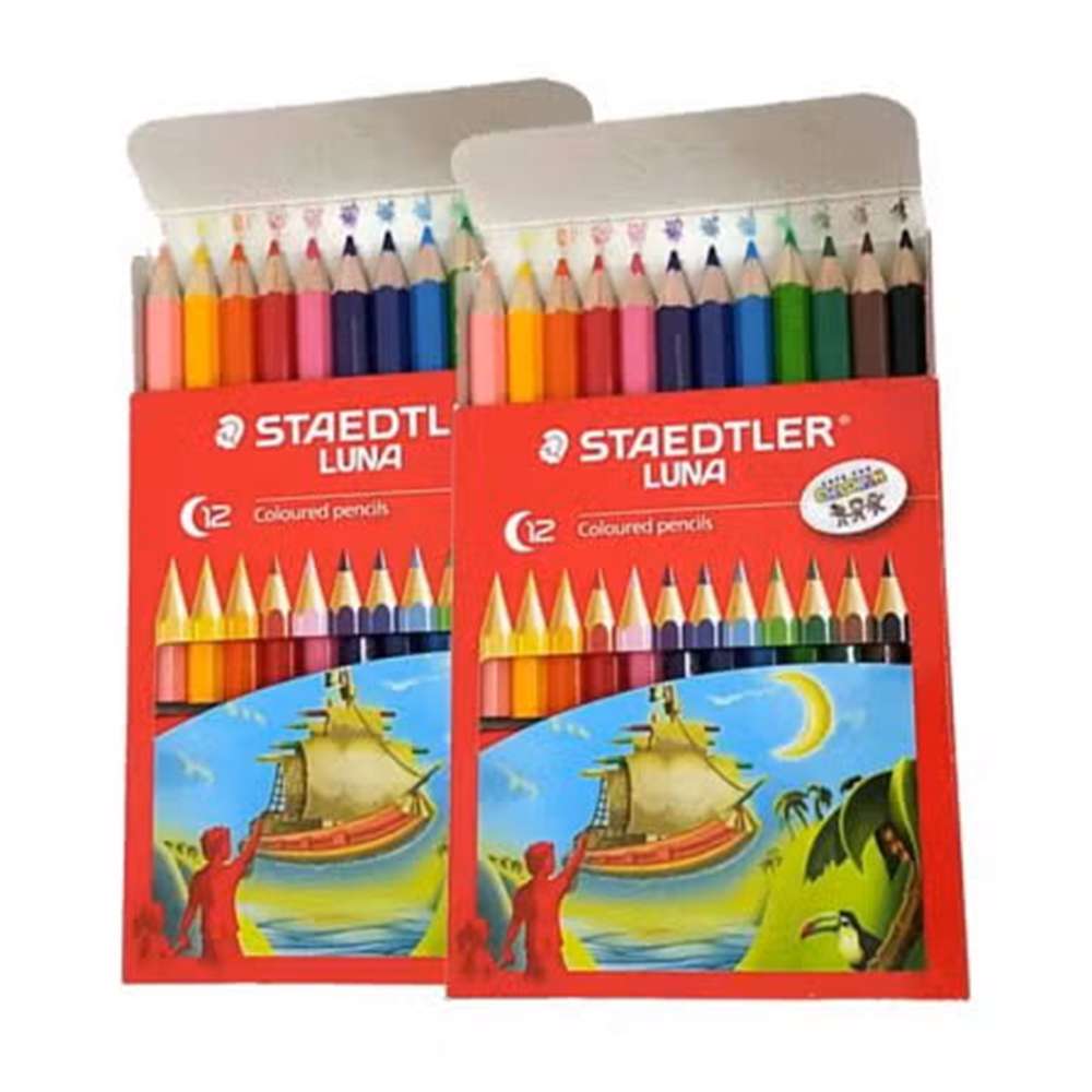 Staedtler Luna Colouring Pencils, Hexagonal – Set of 2 Packs (12 Colors Each)