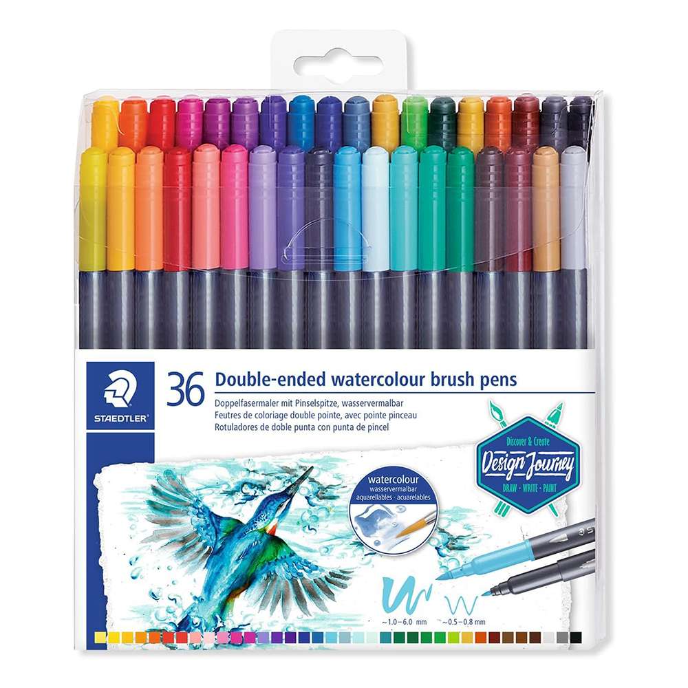 Staedtler Mars Graphic Dual-Tip Brush Pens – Pack of 36