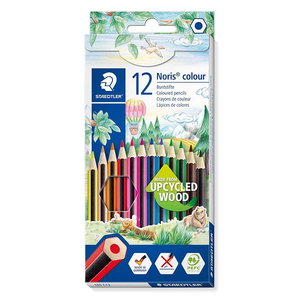 Staedtler Noris Colour Pencils, Hexagonal Grip – Set of 12 Colors