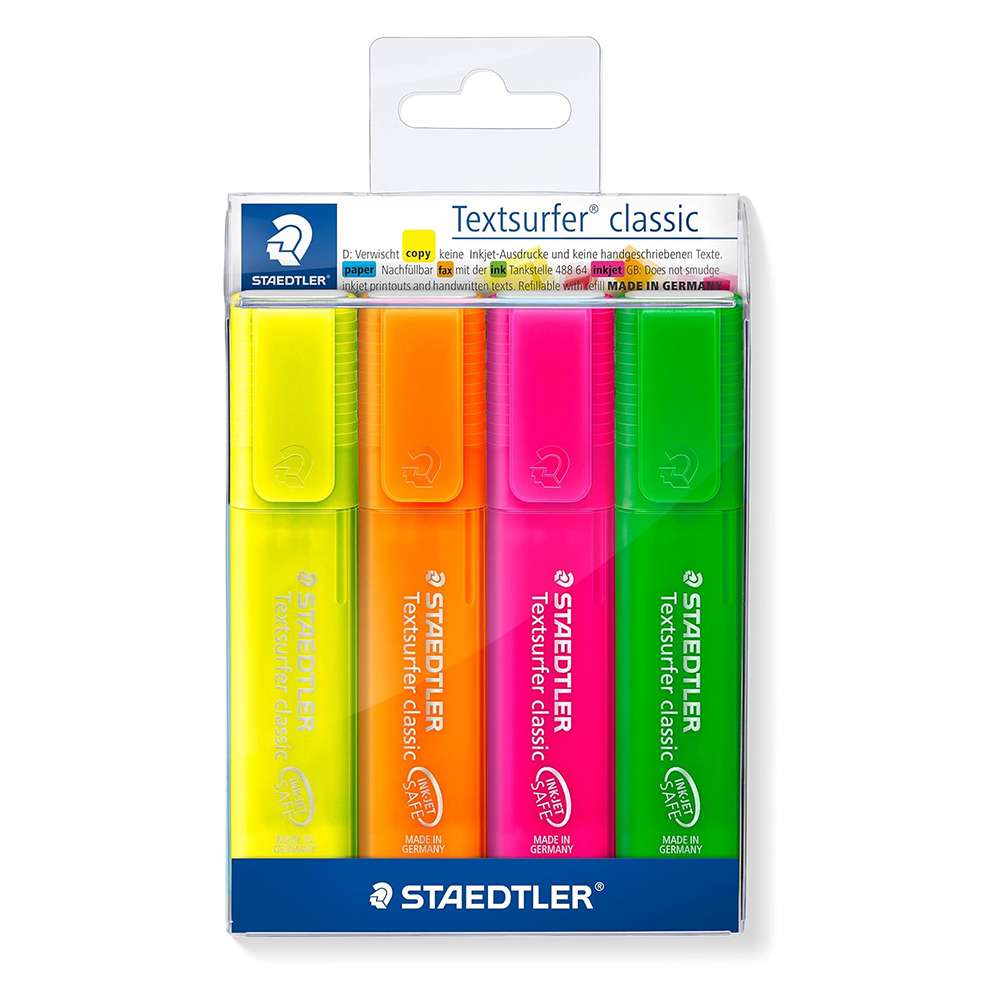 Staedtler Textsurfer Classic Highlighters, Assorted – Wallet of 4