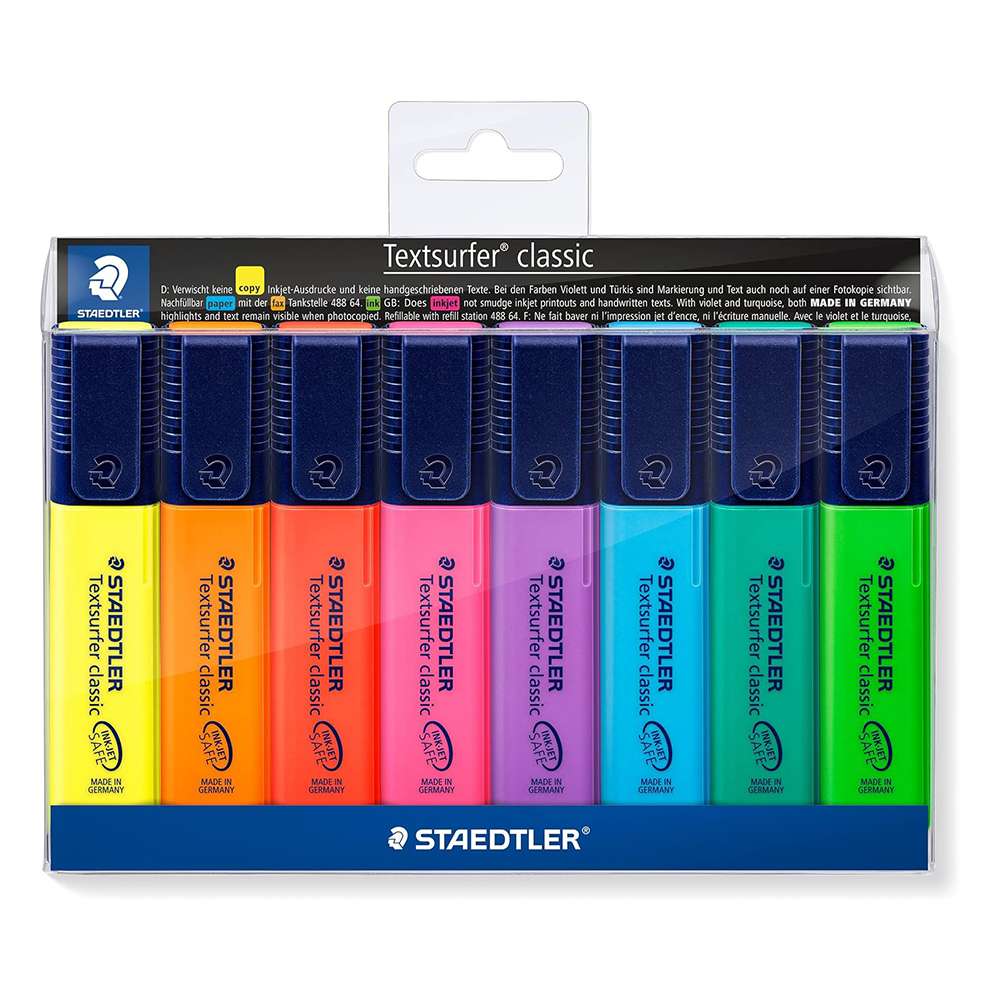 Staedtler Textsurfer Classic Highlighters, Assorted – Wallet of 8