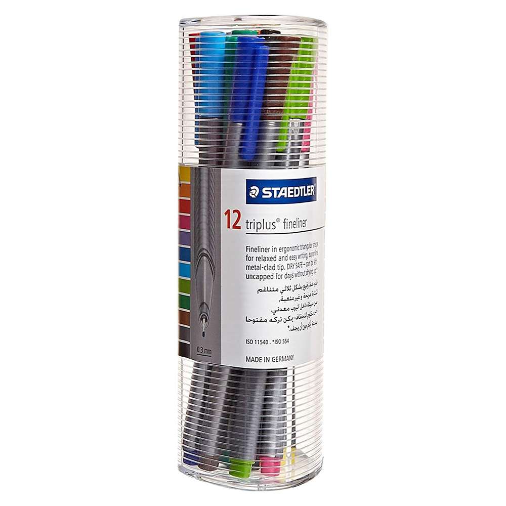 Staedtler Triplus Fineliner, Desktop Tub – Pack of 12 Colors
