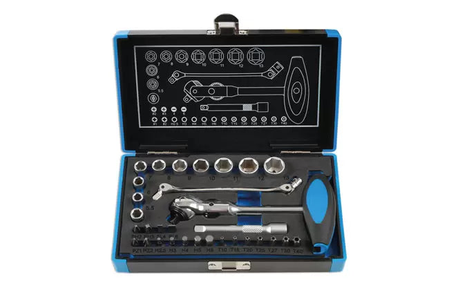 Laser - 6916 - Roto Lock Socket and Bit Set 1/4"D 31pc