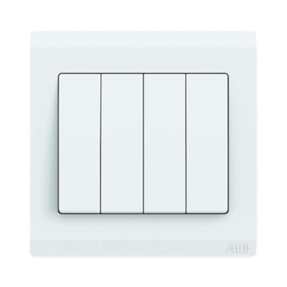 ABB 4 Gang 1 Way 10Amp Switch, Inora BL104, White