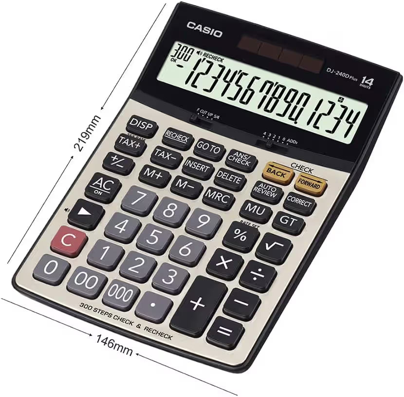 Casio 14 Digits Calculator For High Functionality For Professional Tasks - Silver & Black