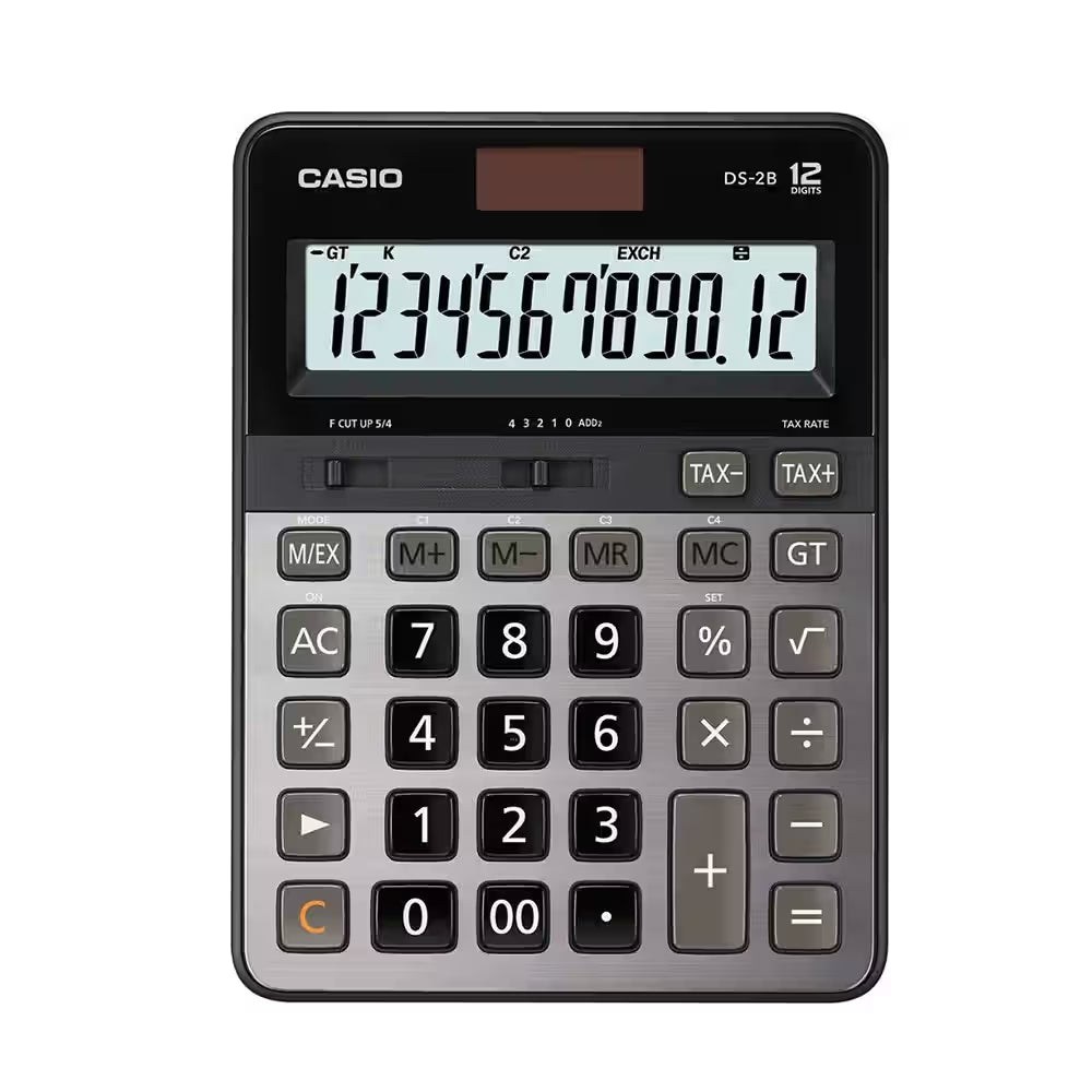 Casio 12 Digits Calculator – Compact Design – Black & Grey