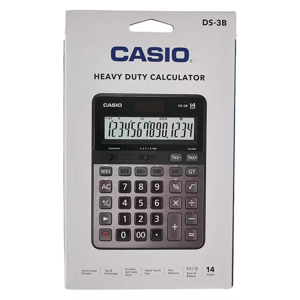 Casio 14 Digits Calculator – Compact Design For Everyday Calculations - Black & Grey