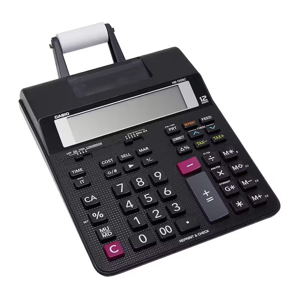 Casio 12 Digits Printing Calculator With Check And Print, Re-Print Functions - Black