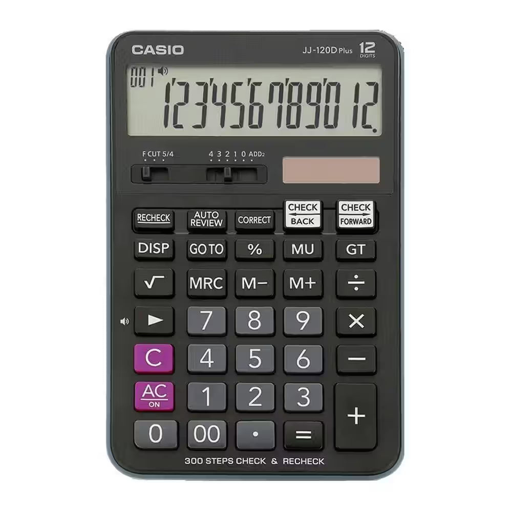 Casio 12 Digits Mini Printing Calculator With Steps Check, Re-Print Functions - Black