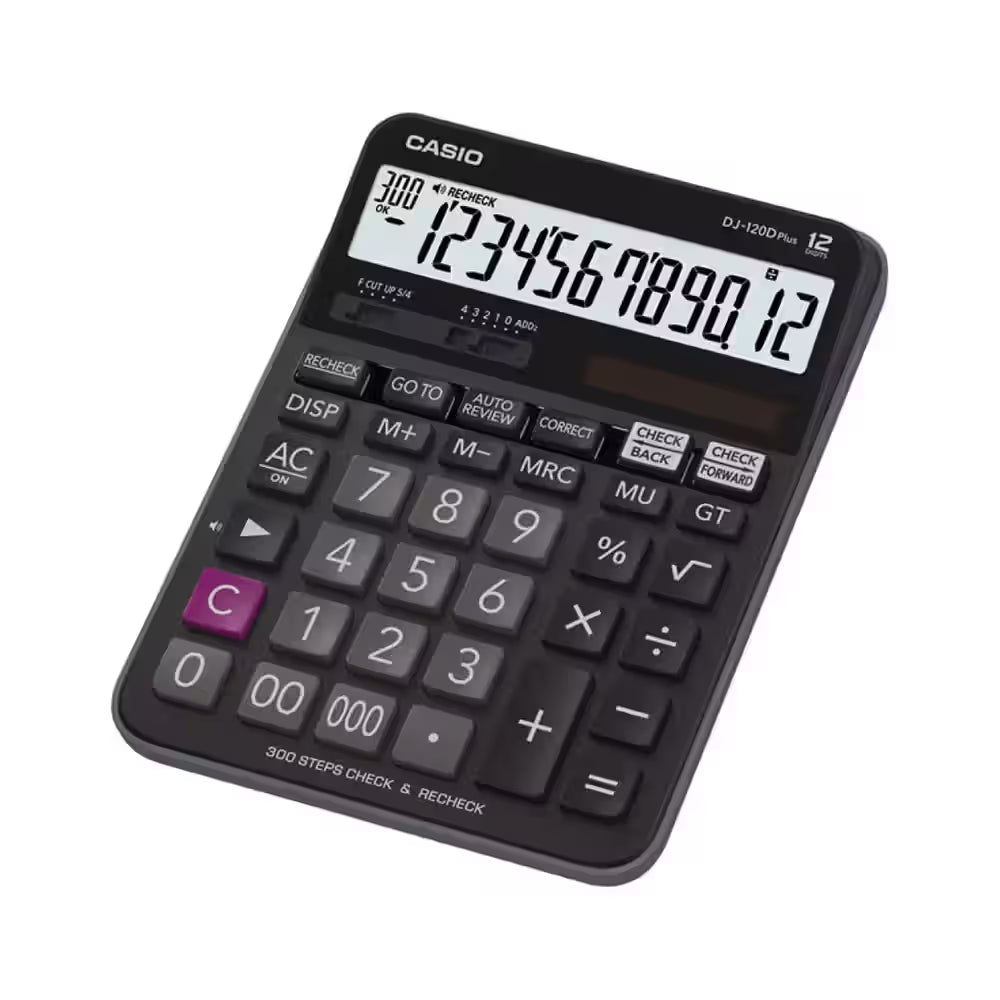 Casio 12 Digits Mini Printing Calculator With Steps Check, Re-Print Functions - Black