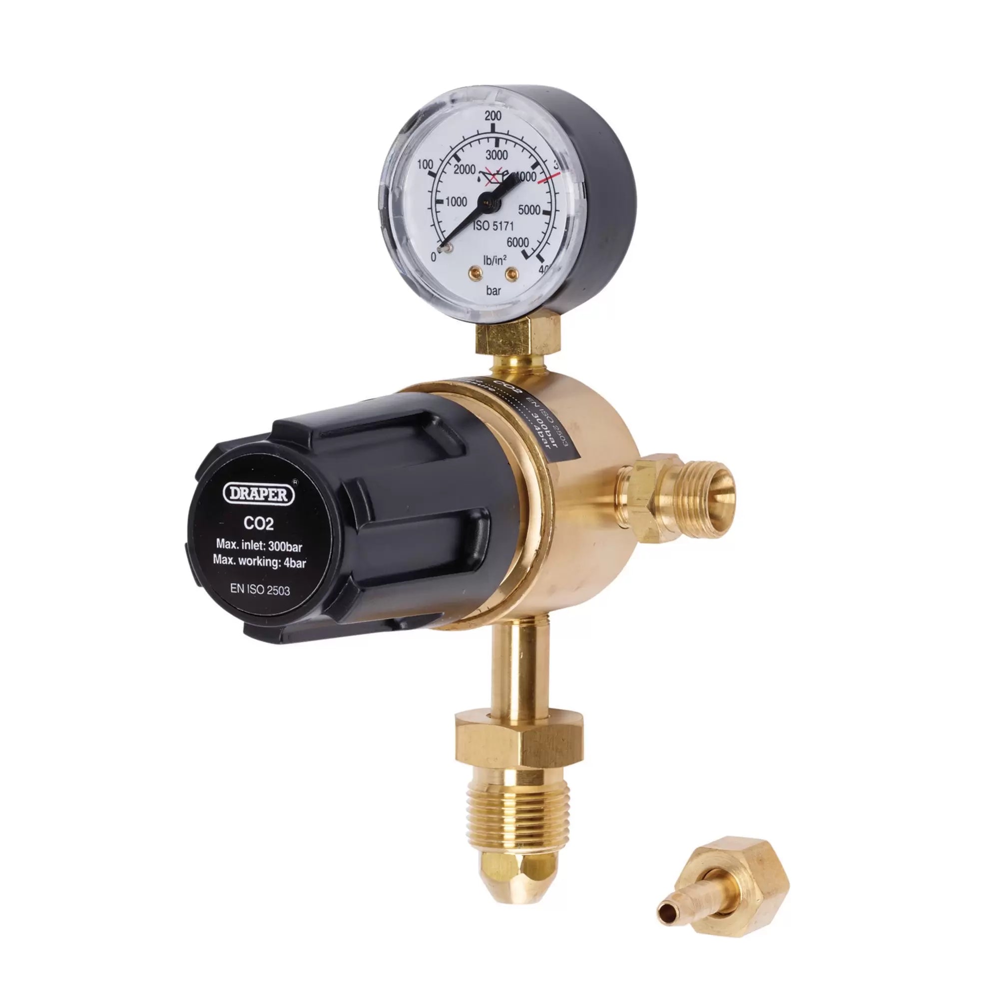 Draper Tools - 70151 - Industrial Gas Bottle Regulator with Single Gauge, 300 bar