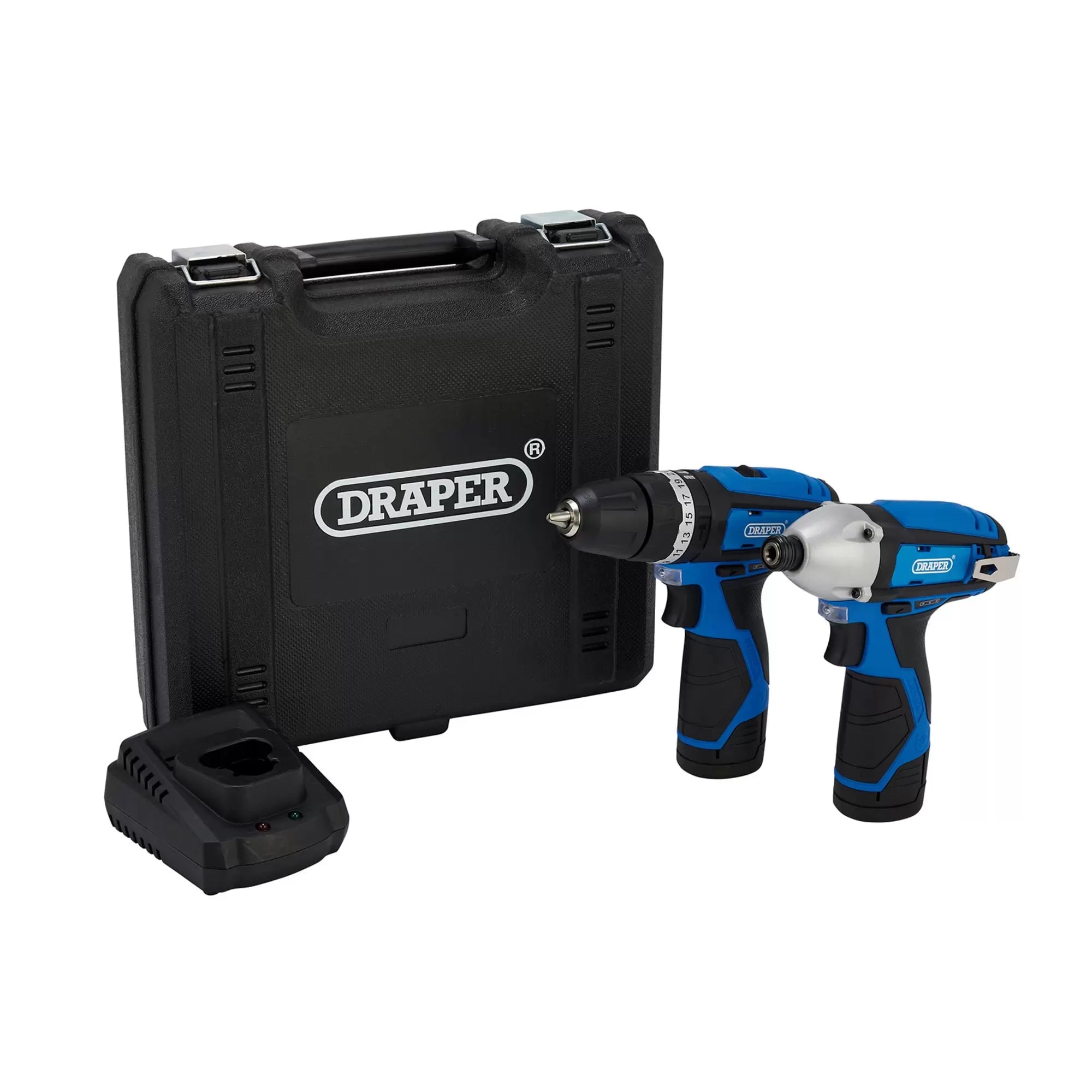 Draper Tools - 70257 - 12V Combi Drill & Impact Driver, 2 x 1.5Ah Batteries, 1 x Fast Charger