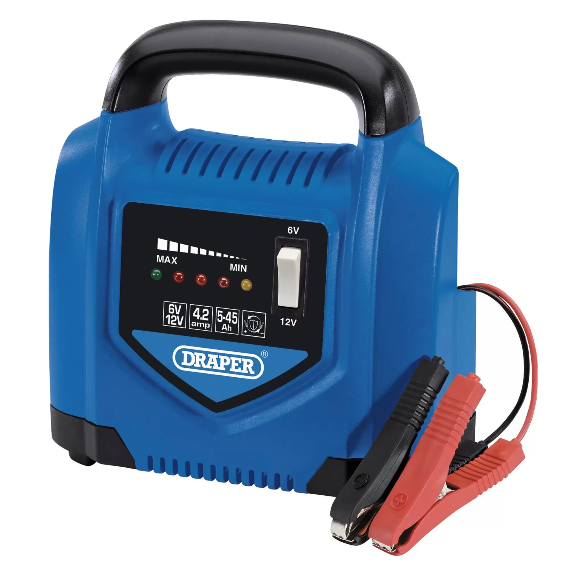 Draper Tools - 70544 - 6/12V Battery Charger, 4.2A, 5 - 45Ah - Discontinued