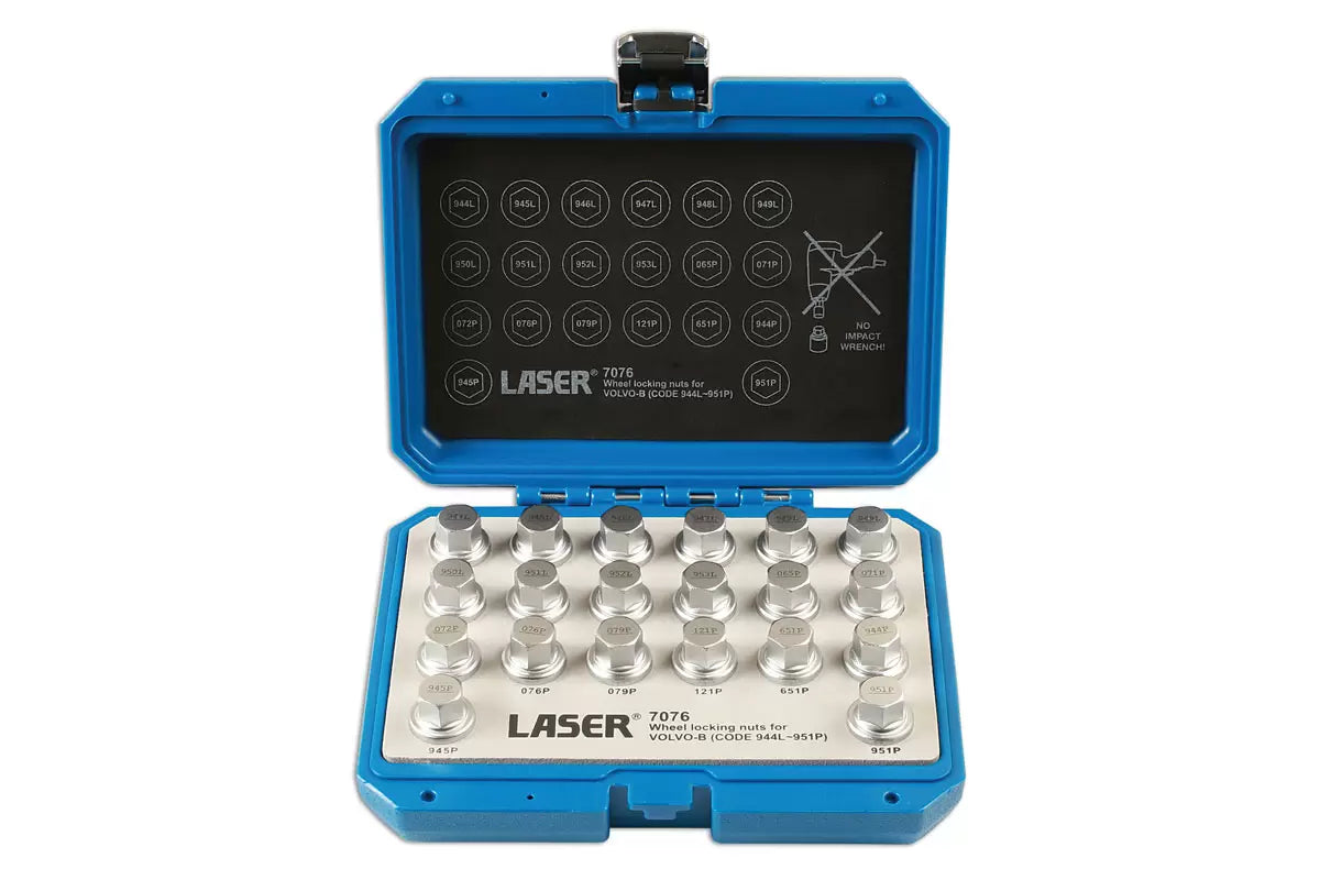 Laser - 7076 - Locking Wheel Nut Key Set 20pc - for Volvo