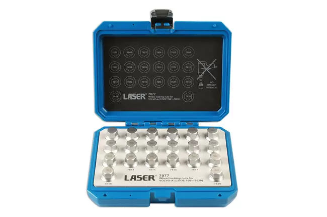 Laser - 7077 - Locking Wheel Nut Key Set 20pc - for Volvo