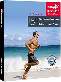 KOALA PAPER Ultra Premium Photo 8.5 x 11 In Satin Photo Printer for Inkjet Printer Water-Resistant Semi Gloss 50 Sheets 72lb