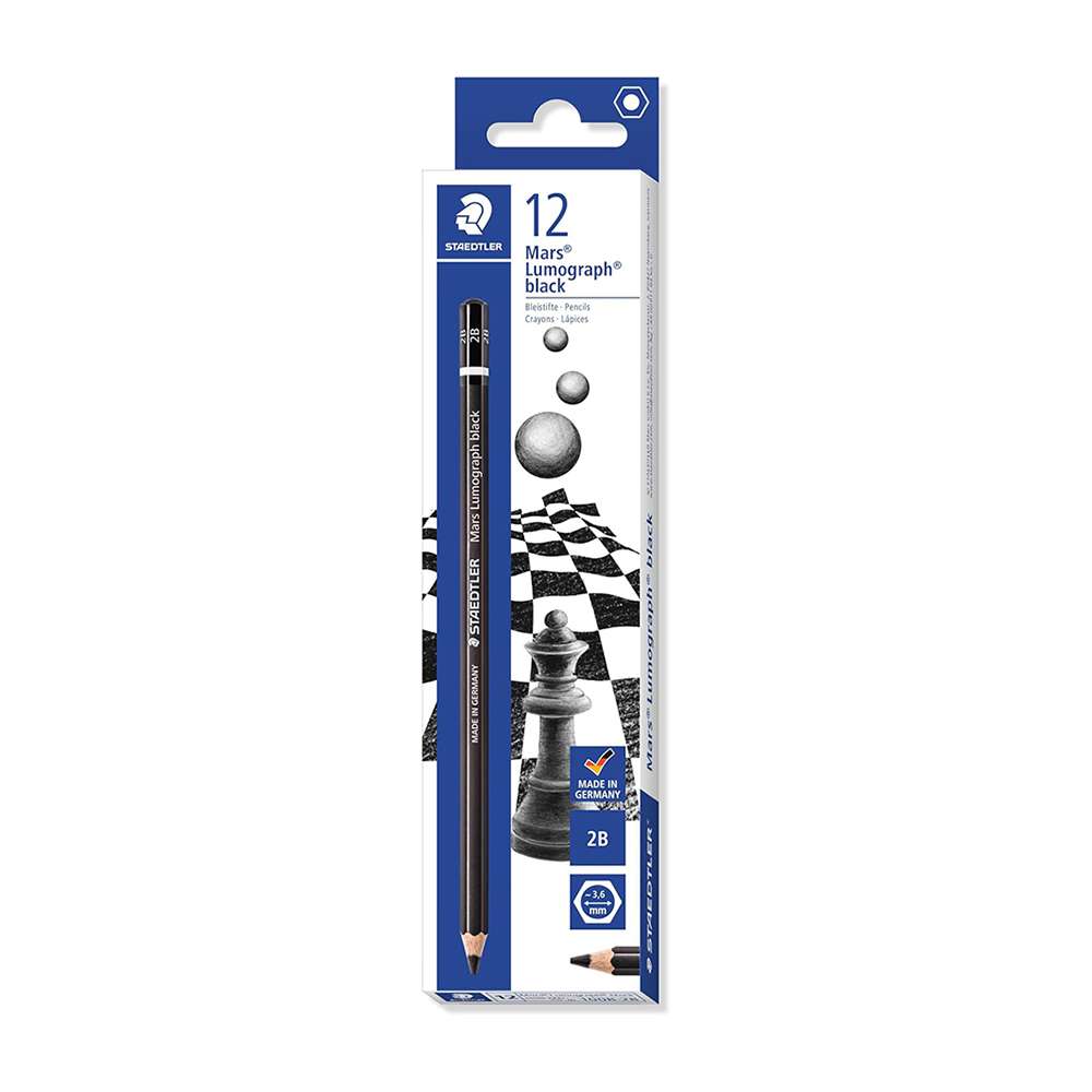 Staedtler Mars Lumograph Pencil Black, 2B – Pack of 12