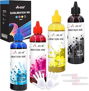 A-SUB 480ml Sublimation Ink Refill for Epson ET1800 ET2700 ET2800 ET3700 ET3800 ET4700 ET4800 ET5800 ET14000 ET16000 WF3800 WF4800 XP3200 XP4200 series Inkjet Printers for Heat Transfer