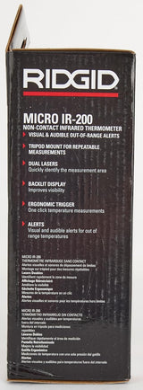 RIDGID micro IR-200 Non-Contact Infrared Digital Thermometer – Model 36798