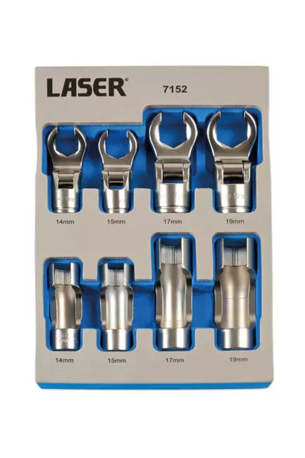 Laser - 7152 - Window Socket & Crows Foot Wrench Set 3/8"D 8pc