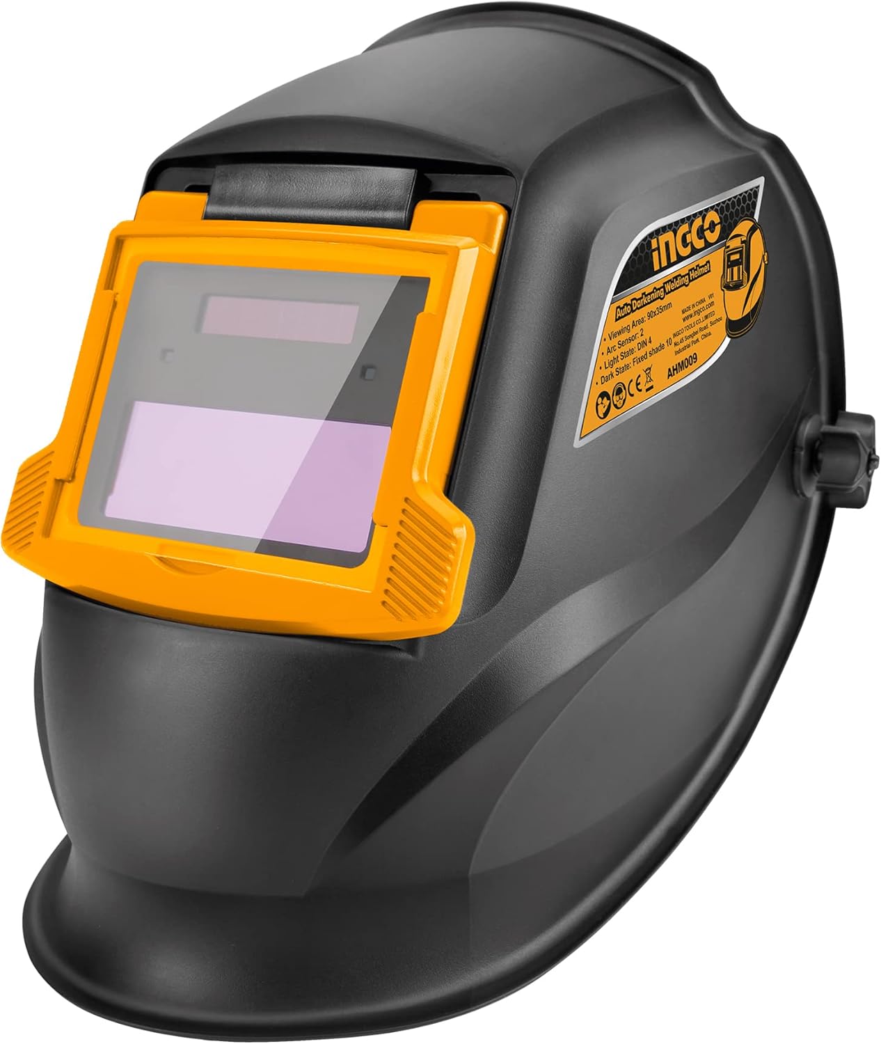 INGCO Auto-Darkening Welding Helmet – Wide View, 4 Arc Sensors – AHM009