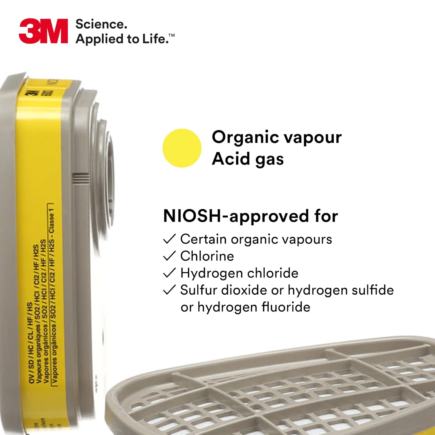3M 6003 AAD Organic Vapor/Acid Gas Cartridge – Yellow