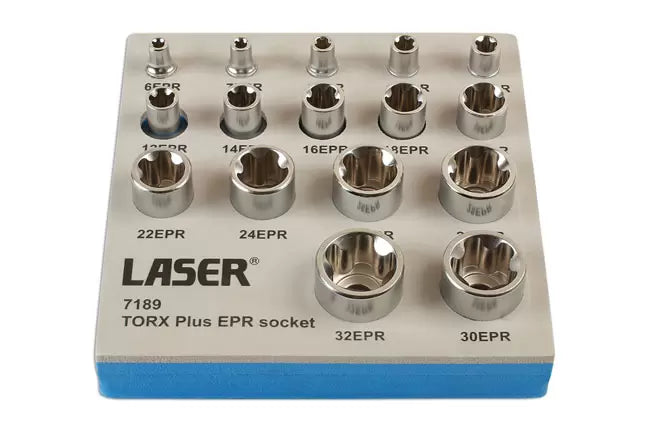 Laser - 7189 - Torx® Plus EPR Socket Set 1/4"D, 3/8"D, 1/2"D 16pc