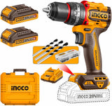 INGCO 20V Cordless Brushless Impact Drill Kit – 55Nm, 2 Batteries, 50-Piece Bits & Case