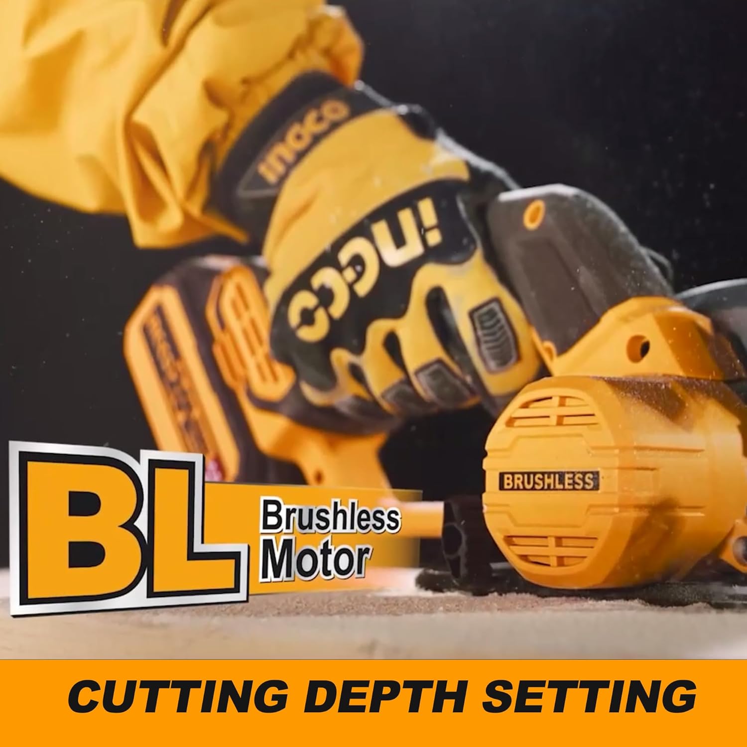 INGCO 20V Cordless Circular Saw – Brushless, 165mm Blade, with Battery – CCSLI202165