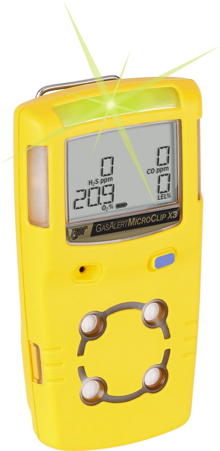 Honeywell BW GasAlertMicroClip X3 Portable Gas Detector (O2, LEL, CO, H₂S)