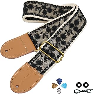 Adjustable Guitar Strap Set for Electric, Bass, Ukulele, Double-Headed Leather