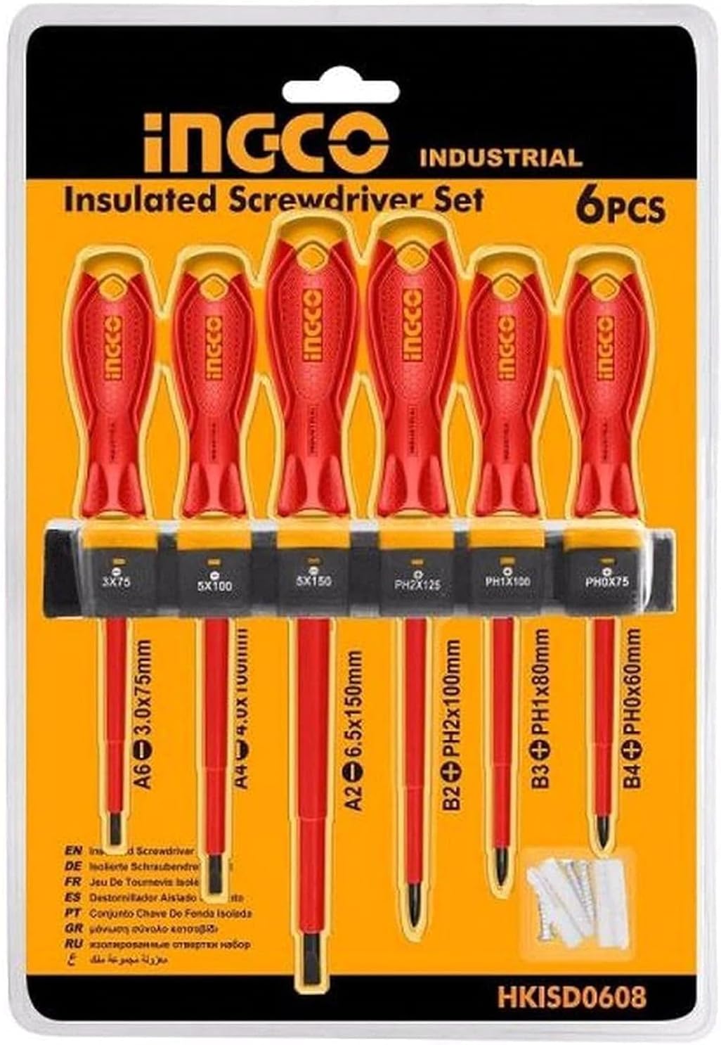 INGCO 6-Piece VDE 1000V Insulated Screwdriver Set – Professional Electrician Tools – HKISD0608