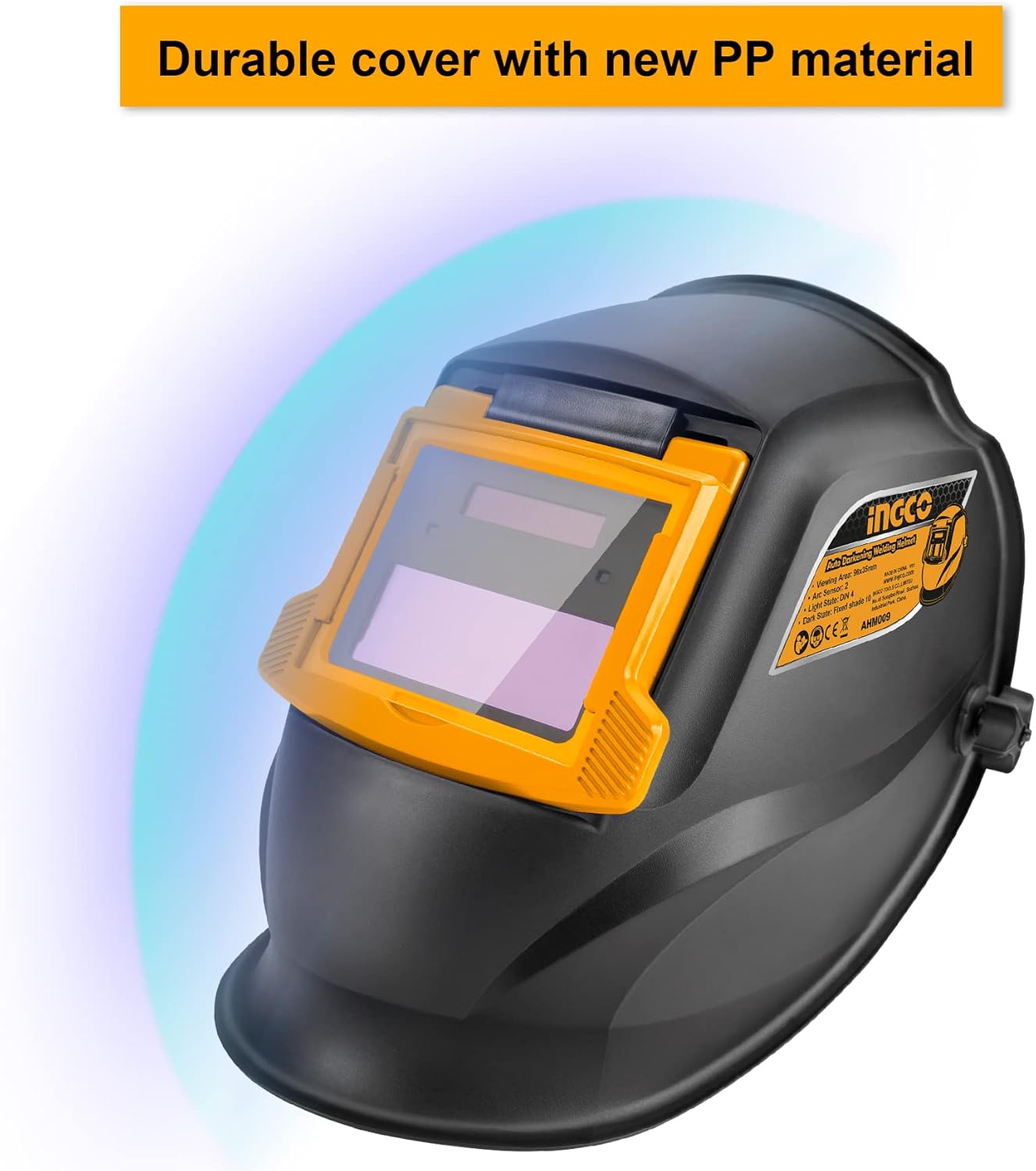 INGCO Auto-Darkening Welding Helmet – Wide View, 4 Arc Sensors – AHM009