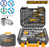 INGCO 100-Piece Professional Hand Tools Set in Metal Case – HKTHP21001