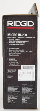 RIDGID micro IR-200 Non-Contact Infrared Digital Thermometer – Model 36798