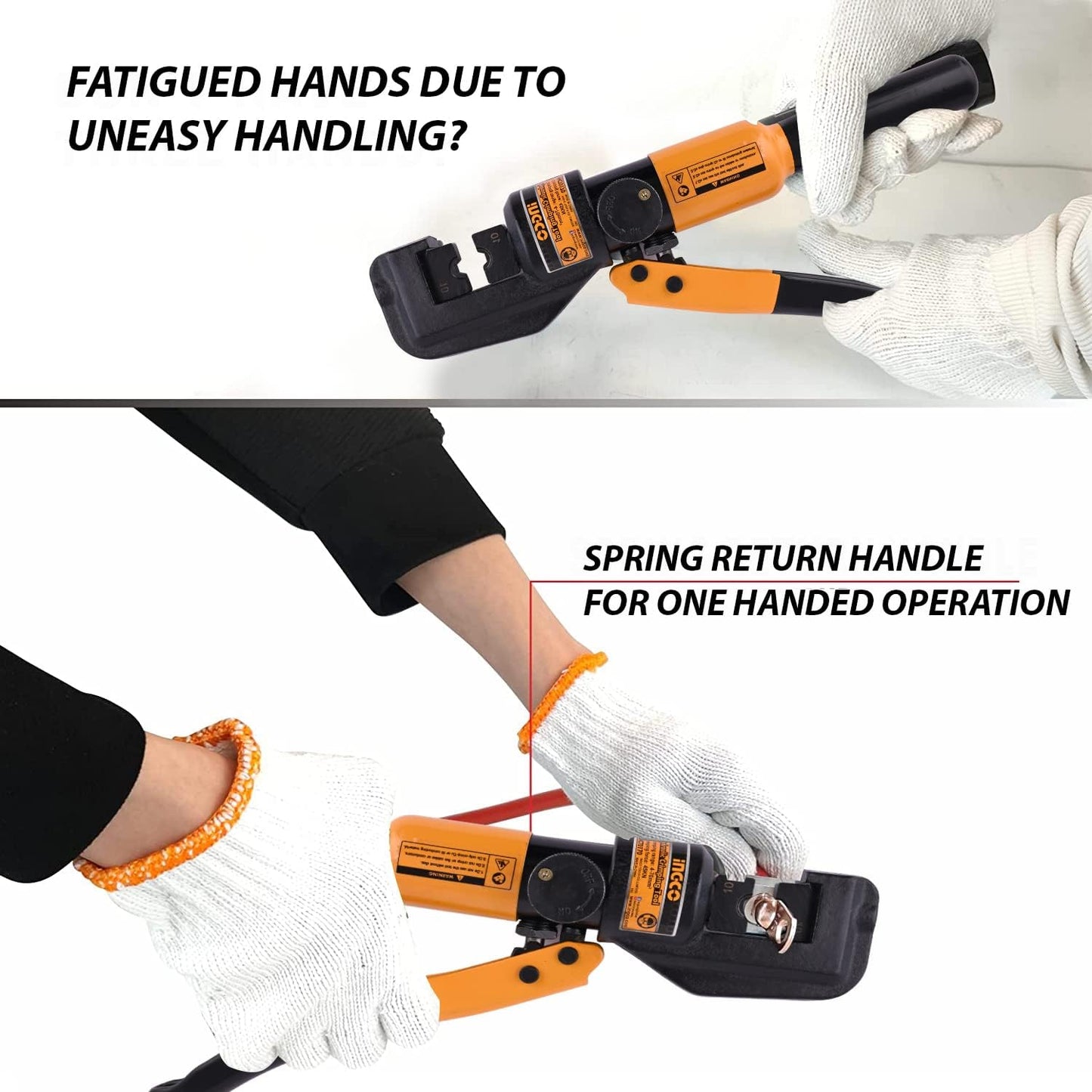 INGCO Hydraulic Crimping Tool Kit – Cable Cutter &amp; Lug Crimper, with Die Set – HHCT0170