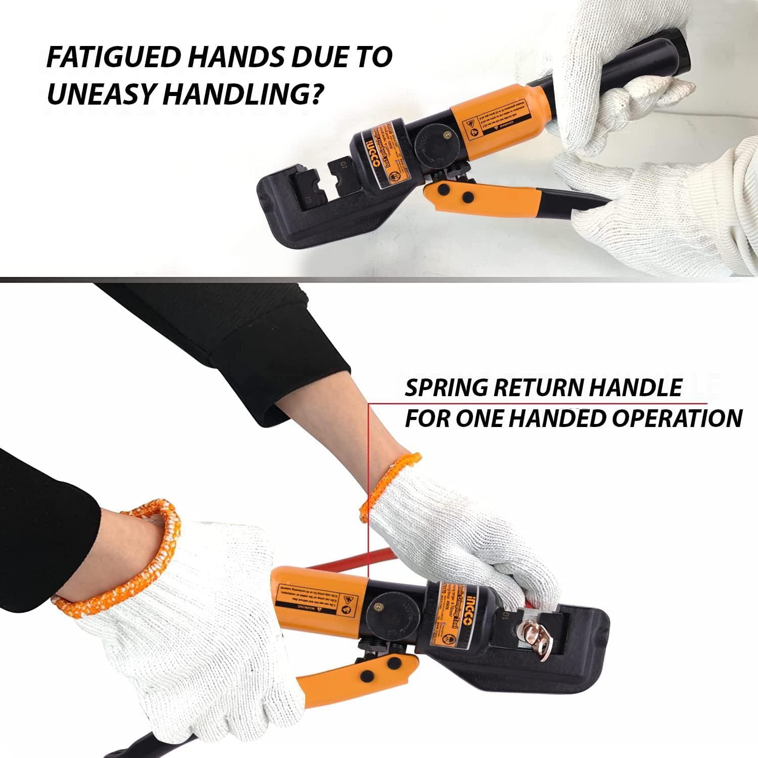 INGCO Hydraulic Crimping Tool Kit – Cable Cutter &amp; Lug Crimper, with Die Set – HHCT0170