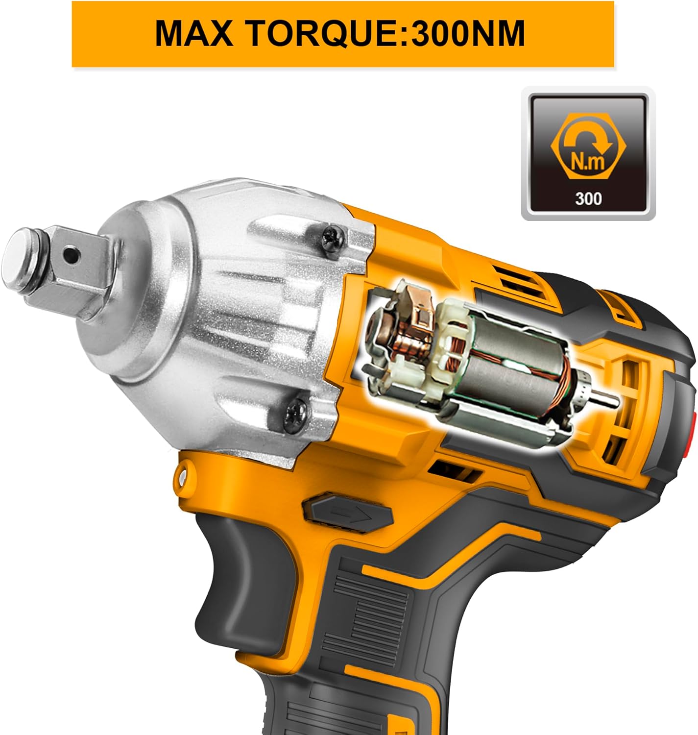 INGCO 20V Brushless Cordless Impact Wrench Kit – 1/2", 300Nm, 2 Batteries – CIWLI20300