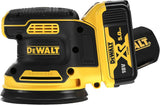 DEWALT DCW210P2-GB 18V Cordless Brushless RO Sander – 2 x 4Ah Batteries & Chargers, Yellow/Black, 3 Year Warranty