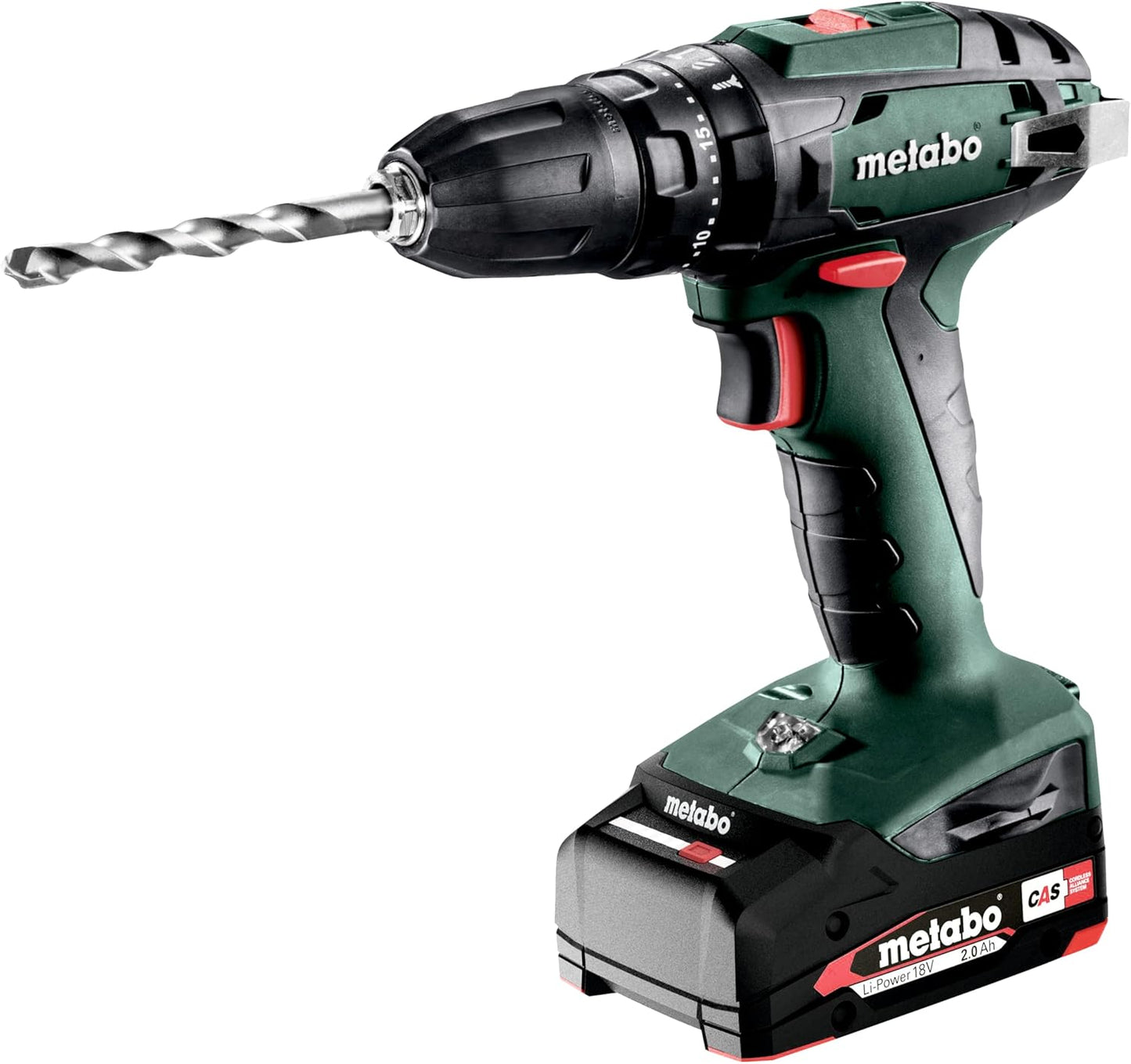 Metabo SB 18 18V Cordless Hammer Drill, 13mm, 2-Speed, with 2x 2.0Ah Batteries, Charger & Case