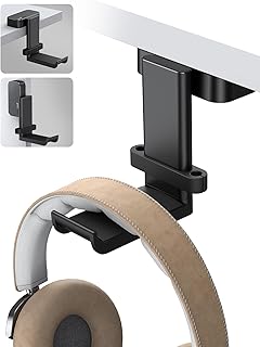 Lamicall Headphone Stand, 360 Degree Rotation Earphone Hook Holder with Cable Organizer (Black)
