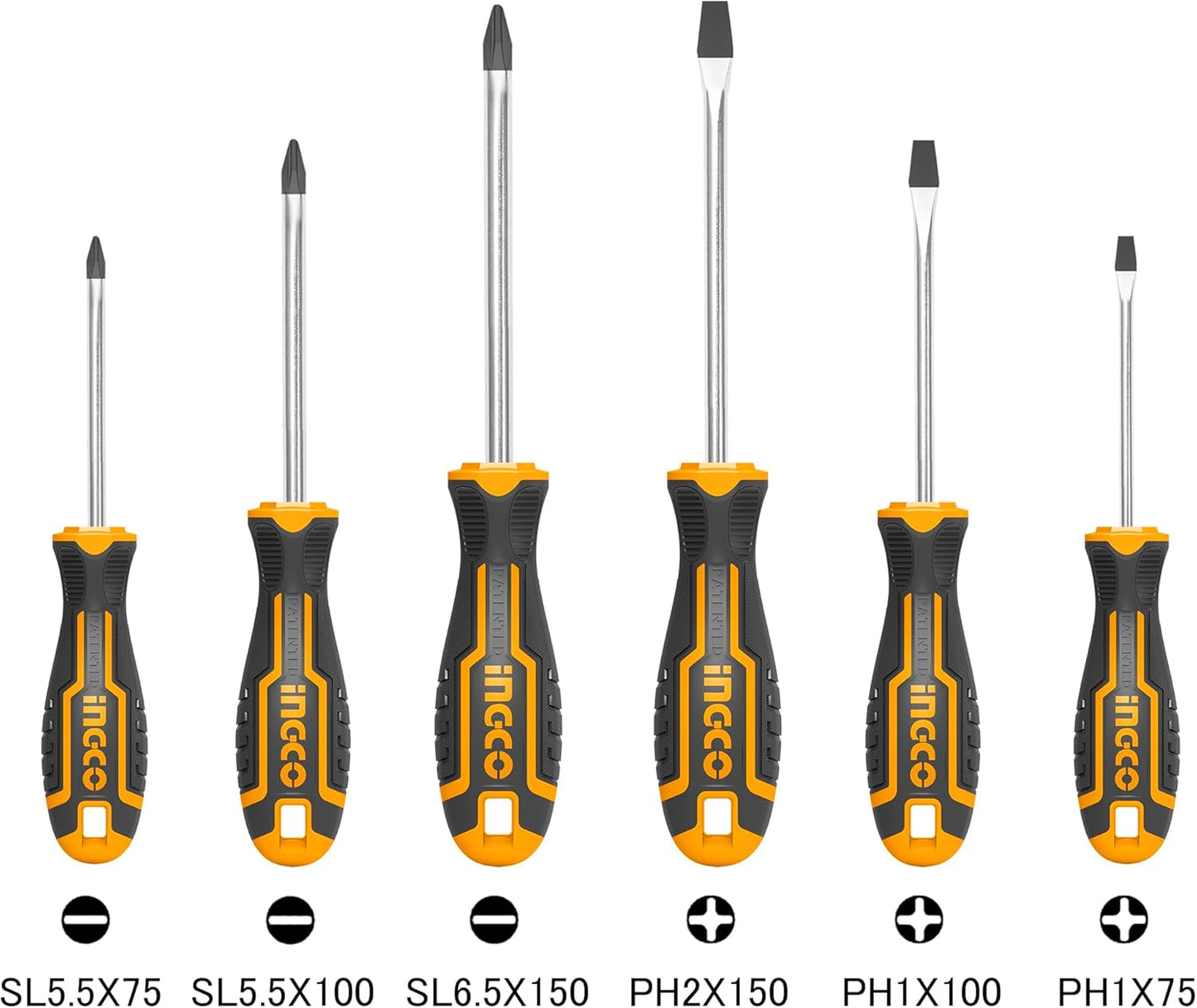 INGCO 6-Piece Professional Screwdriver Set – Chrome Vanadium Steel, Ergonomic Handle – HKSD0610