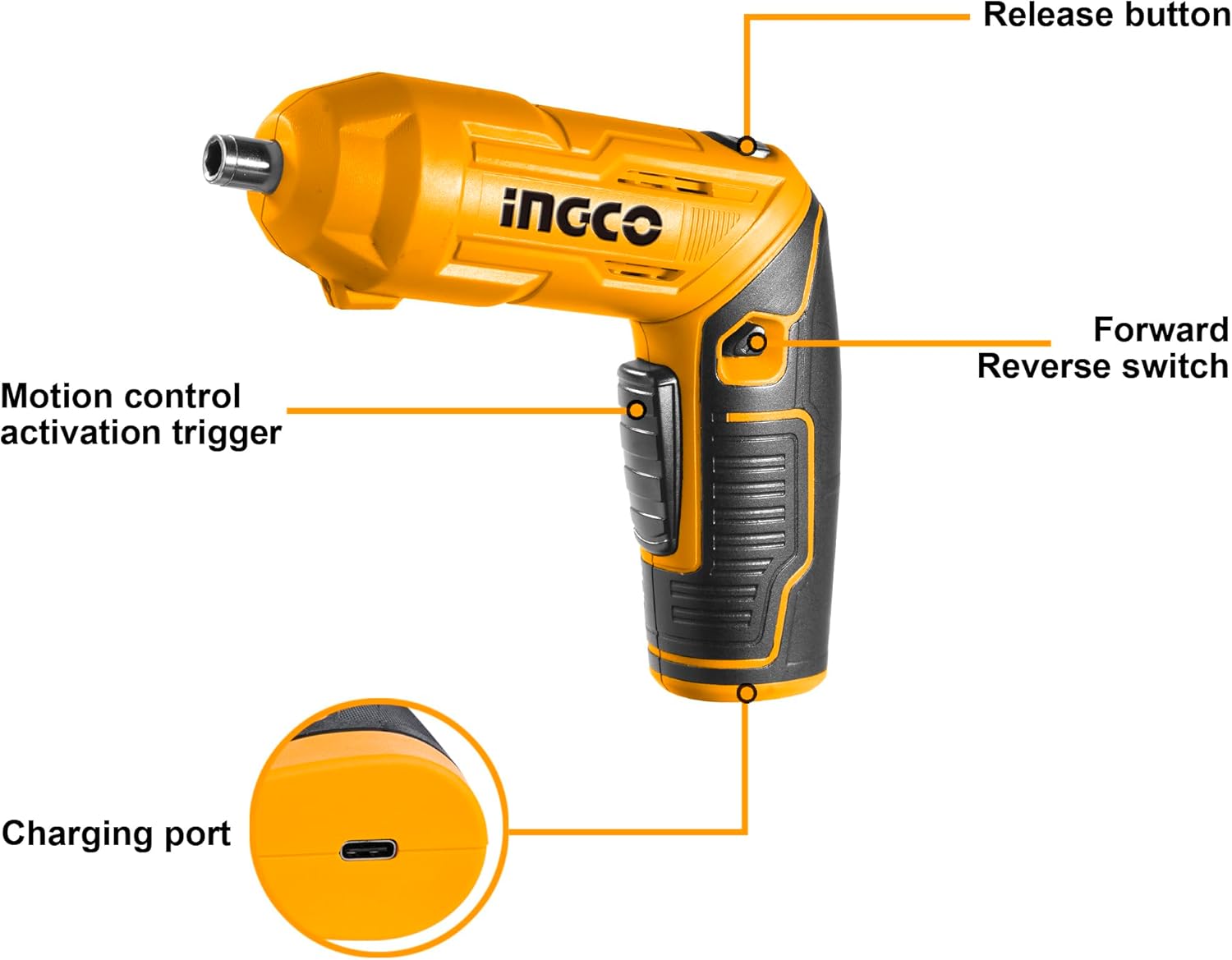 INCO 3.6V Cordless Screwdriver with LED Light & Magnetic Bit Holder – CSDLI0442